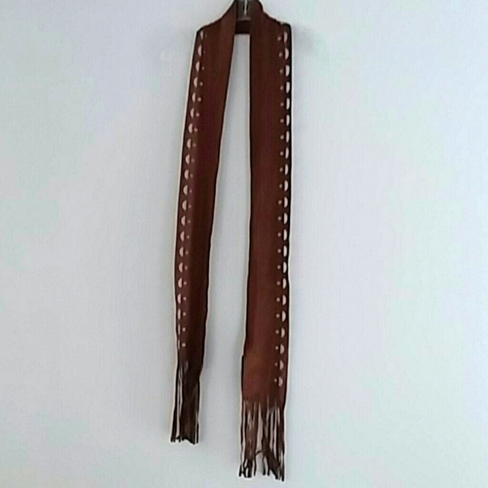 Steve Madden scarf laser cut faux suede Skinny Coffee tone nwt